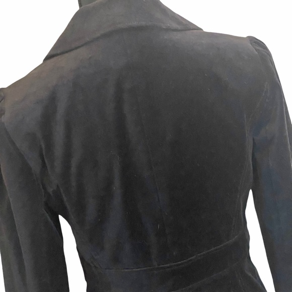 Halogen Black Velvet Jacket Women's Size Small Black Ruffle Buttons - Picture 6 of 6